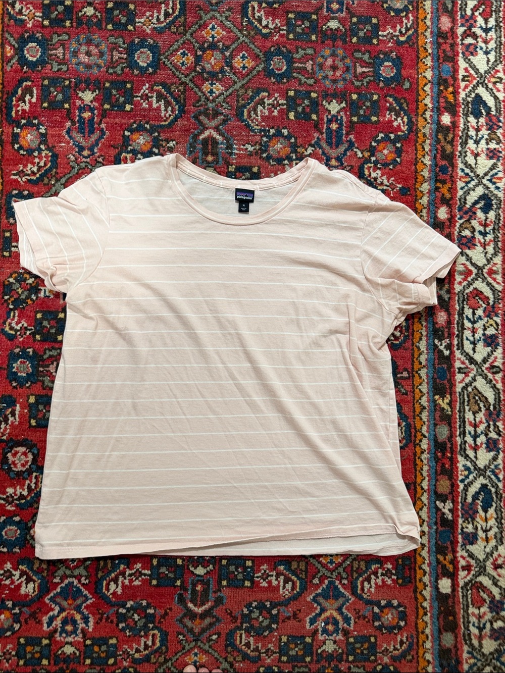 Patagonia Women's Pale Pink Short Sleeve Stripe Tee